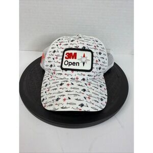 Ahead Performance 3M Open Golf Trucker Hat White Fishing Lure Print Snapback Cap